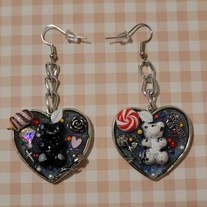 Heart Dangle Junk Bear Earrings